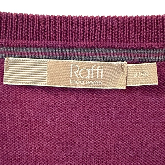 Raffi Bronson Merino Wool V-Neck Sweater Merlot Red Raglan Lightweight Medium - Picture 4 of 13